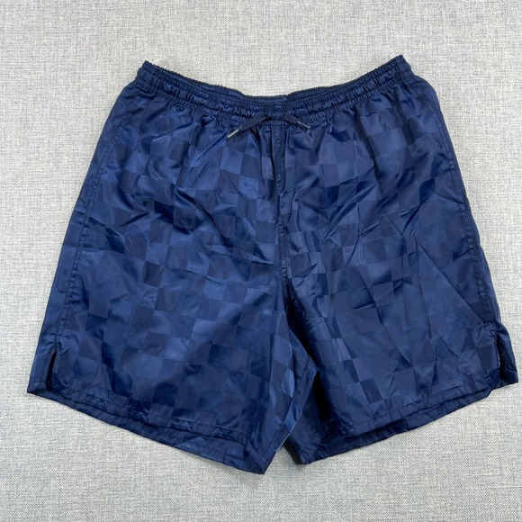 Umbro Blue Checkered Soccer Shorts Youth XL / Women's S Elastic Waist Drawstring - Picture 1 of 8